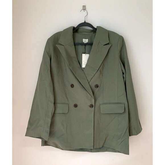 NWT A New Day Women's Double Breasted Blazer Jacket Mid Length Sage Green- Sz L - Picture 2 of 9